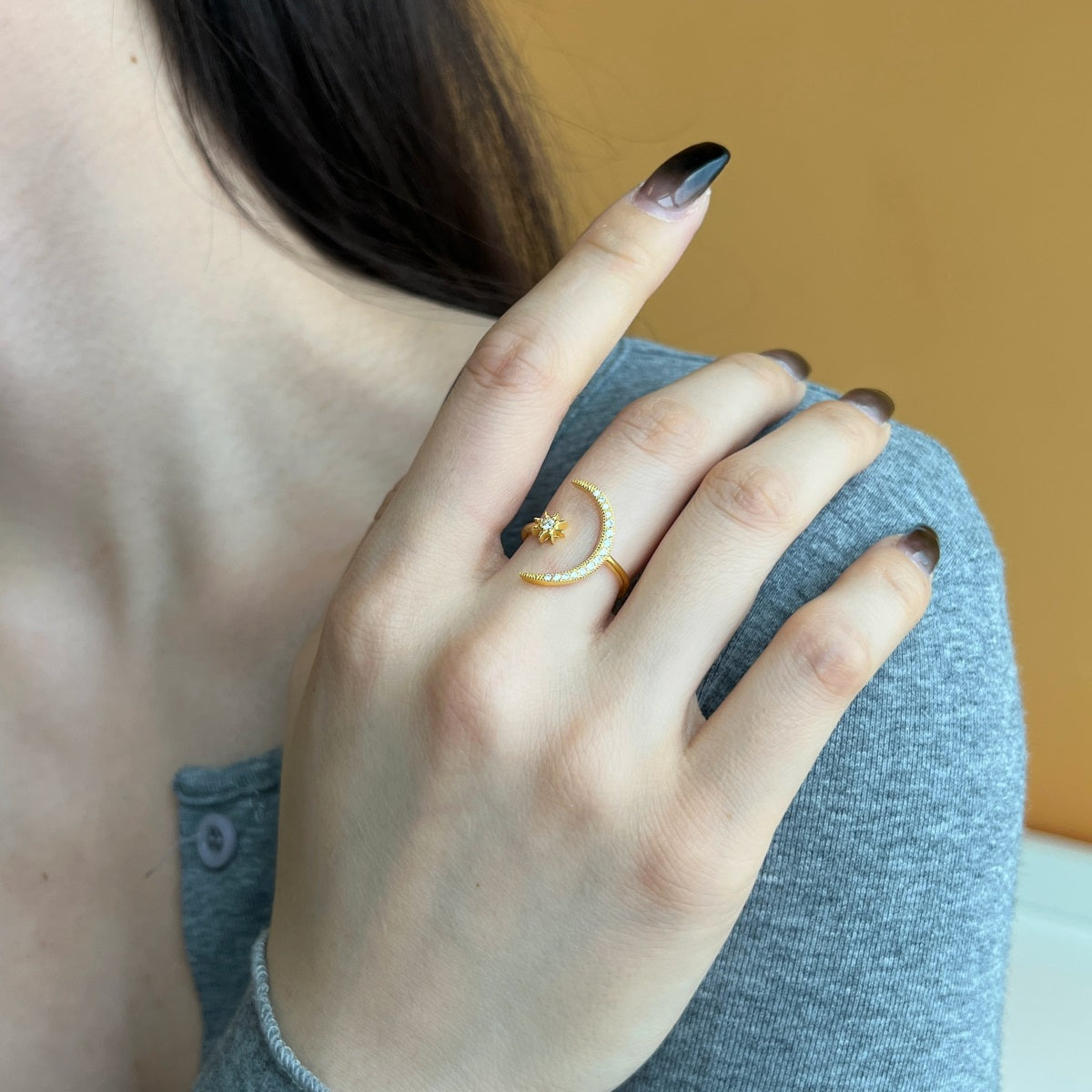 ~Luna Adjustable Ring (Gold Plated)